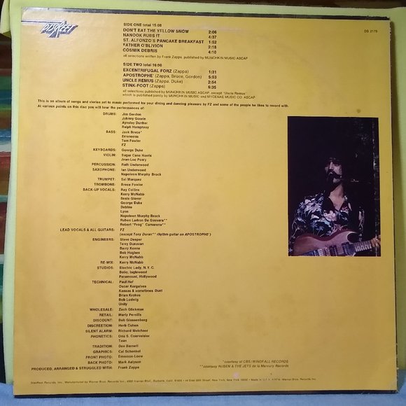 Frank Zappa Apostrophe (') 1974 Vinyl Record - Picture 2 of 4